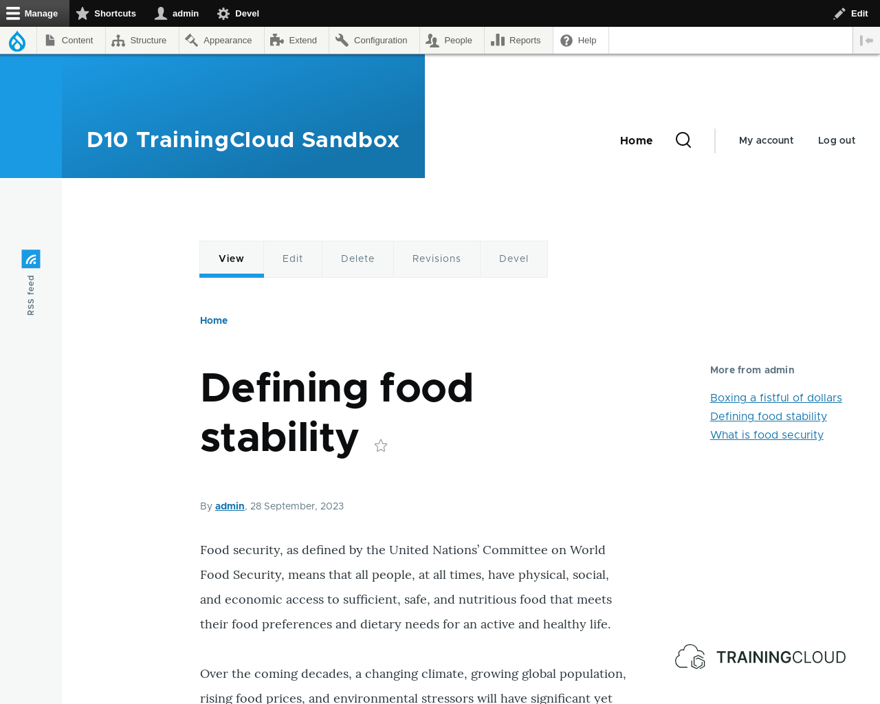 A screenshot of a Drupal 10 article with a block showing other content by the same author.