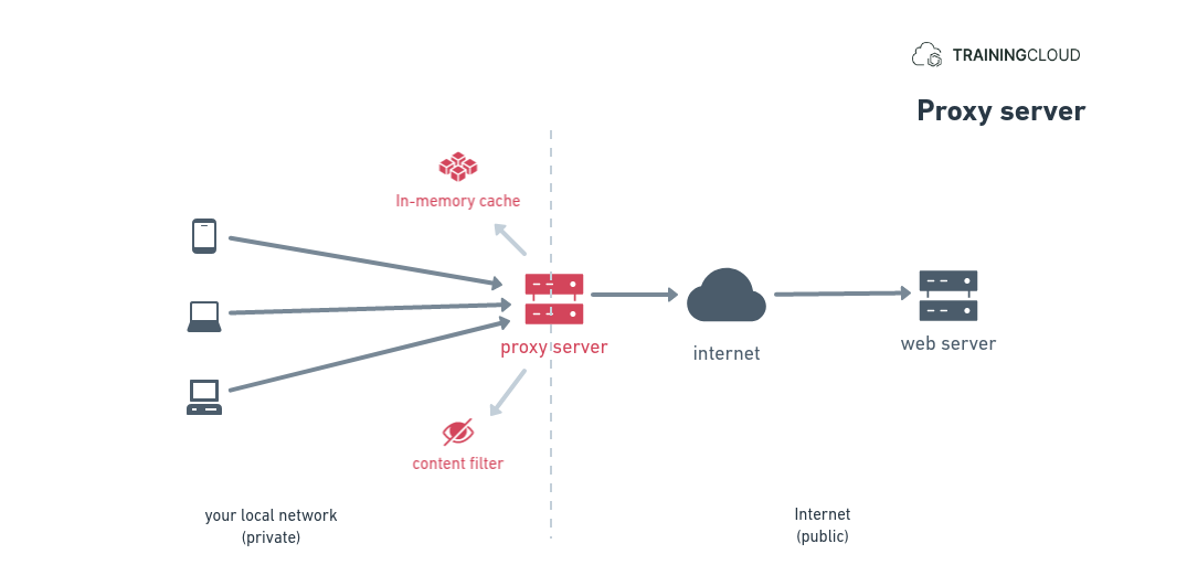 An image depicting the structure of a Caching Proxy Server.
