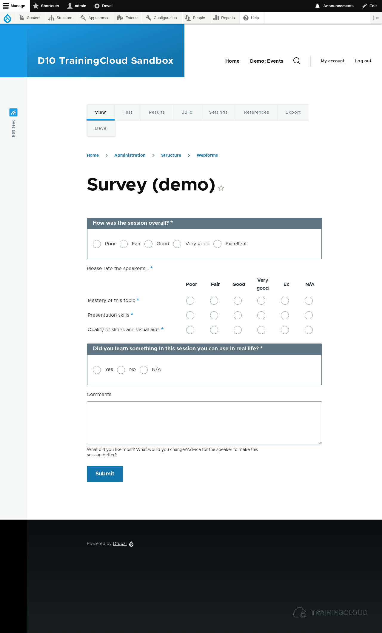 A screenshot of a Drupal 10 custom webform.