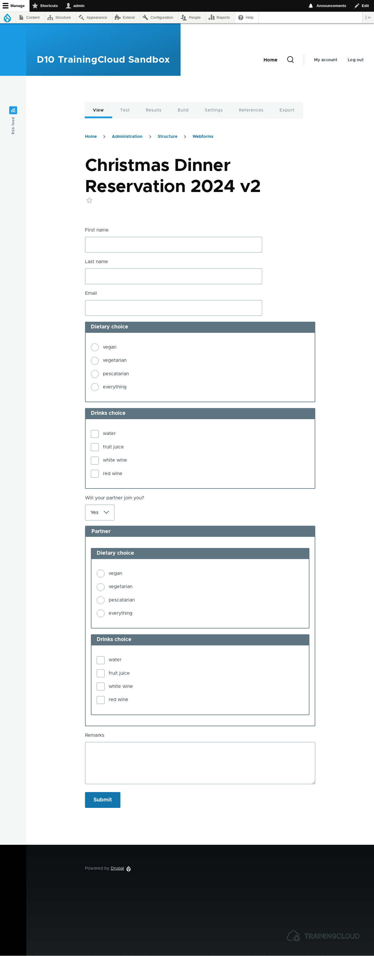 A screenshot of a Drupal 10 custom webform that uses conditional logic.