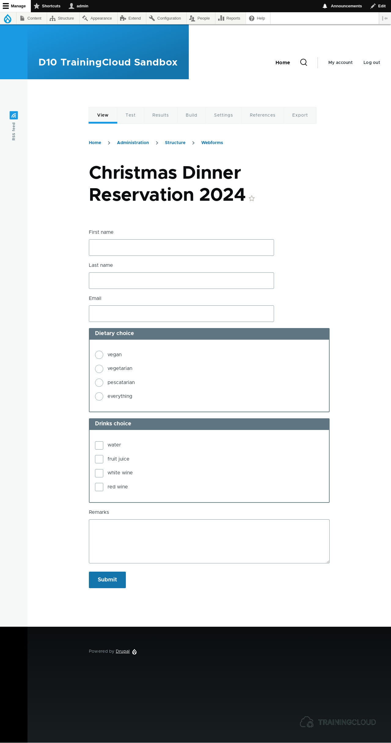 A screenshot of a custom Drupal 10 webform.