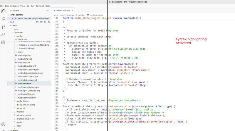 VSCode syntax highlighting.