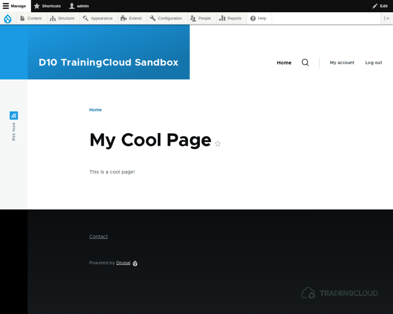 A screenshot of a custom Drupal 10 page titled 'My Cool Page'.