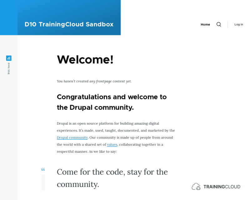 A screenshot of a Drupal 10 homepage using the Olivero theme.