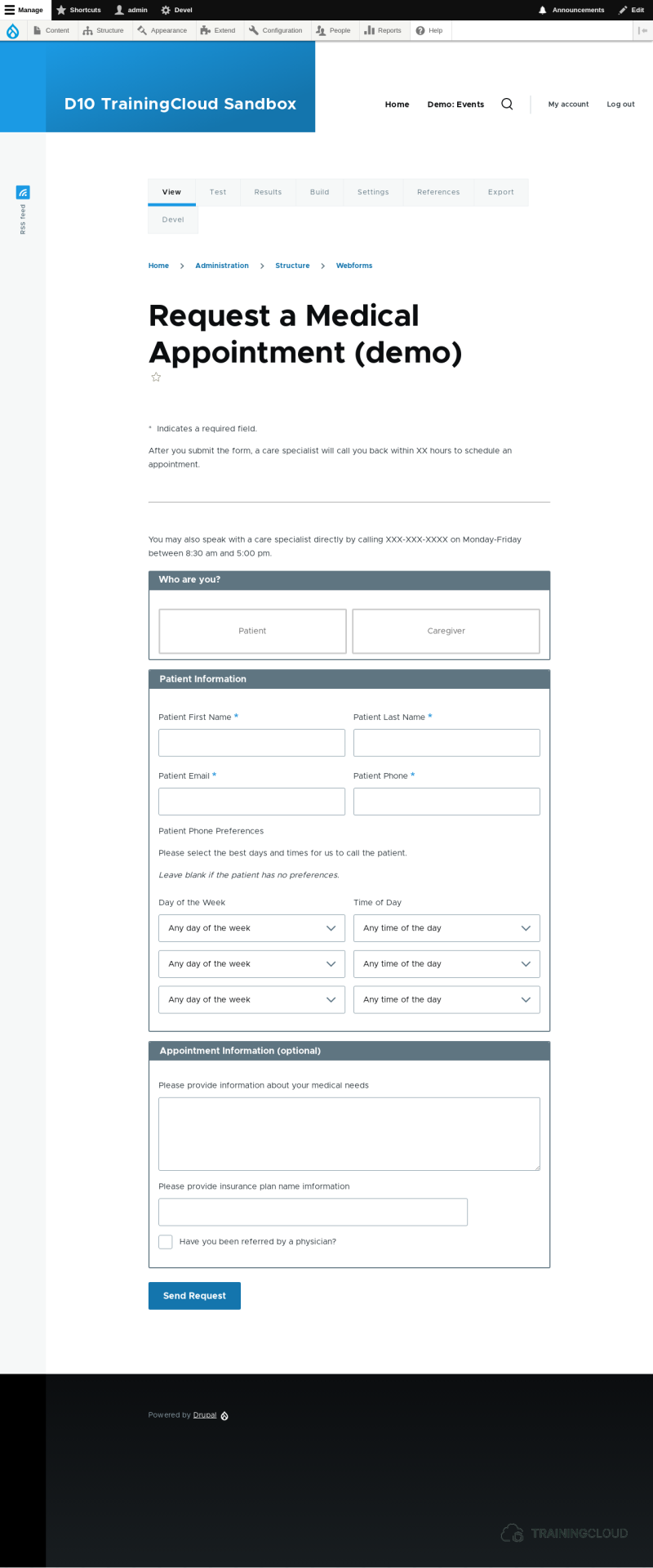 A screenshot of a Drupal 10 custom webform.