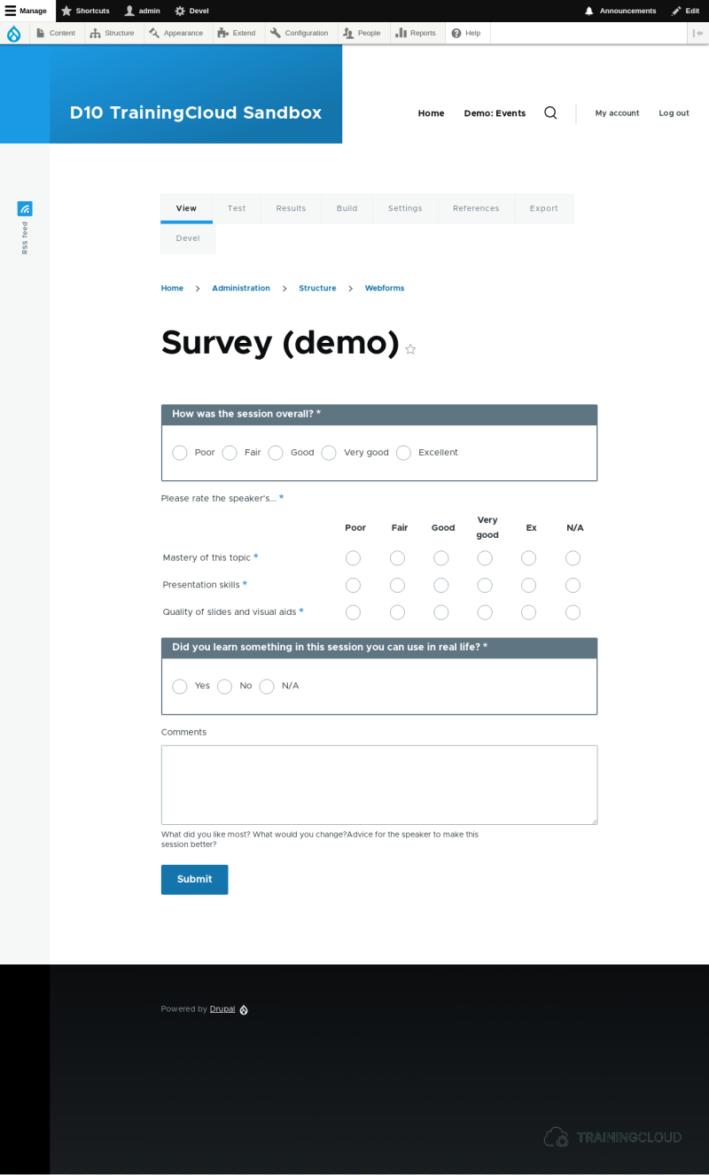 A screenshot of a Drupal 10 custom webform.