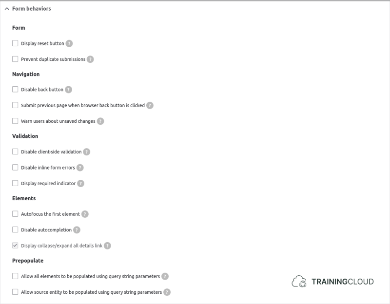 A screenshot of a Drupal 10 webform form settings page displaying the form behavior settings.